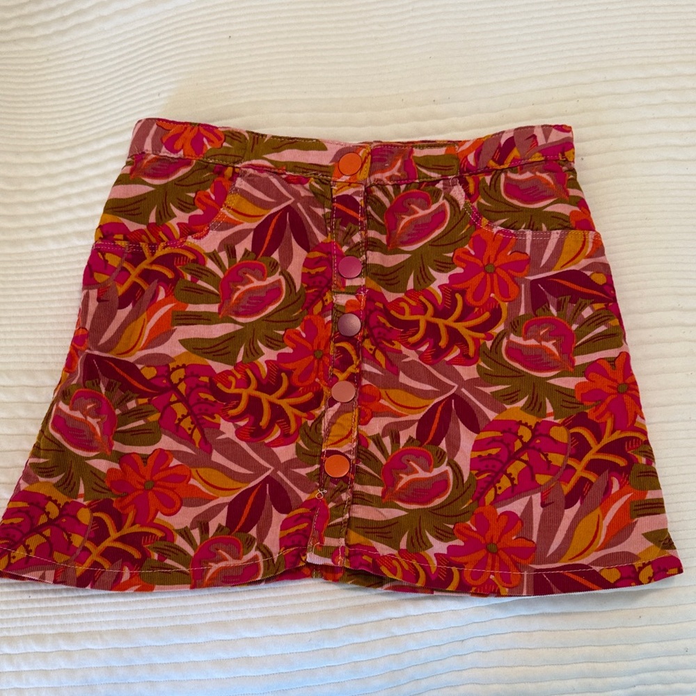 French Floral Kids Skirt - Pink and Red